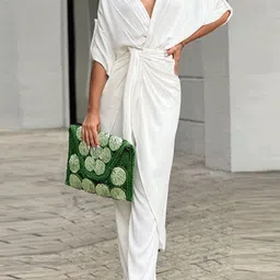 Outzidr V-Neck Waist Tie Up Maxi Dress-picture-14