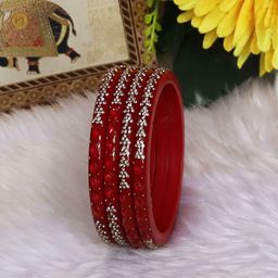 TAJ BRIDAL STORE Set Of 4 Kundan Studded Bangles-7