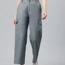 Popnetic Women Cotton High-Rise Cargos Trousers-picture-39