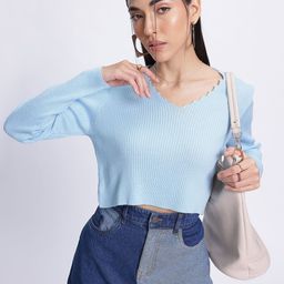 glitchez Floral Embroidered V-Neck Pullover-picture-33