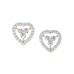 Sparkles 0.63 Ct 14K Yellow Gold Heart Halo Lab Grown Diamond Stud Earring-image-57