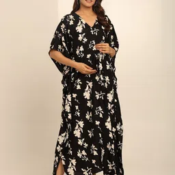 CRAFTBAZAR Floral Print Maternity Kaftan Maxi Dress-image-104