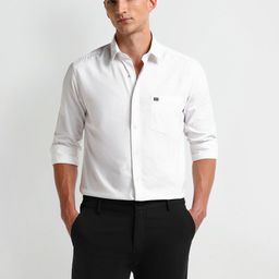 Arrow Men Modern Spread Collar Solid Cotton Slim Fit Formal Shirt-image-27