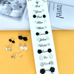 Shivarth Set of 12 & Multi Plastic Artificial Stones & Beads Earrings-picture-37