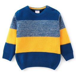 Babyhug Acrylic Knit Full Sleeves Pullover Sweater - Yellow & Navy Blue-image-38