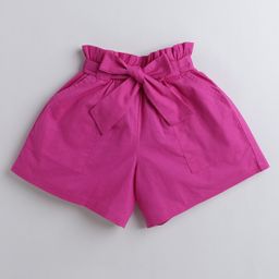 Aww Hunnie Two Side Pocket Cotton Shorts With Attached Belt -  Purple-image-60