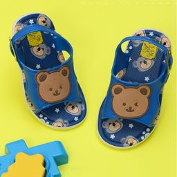 Yellow Bee Baby Bear Applique Detailed Slingback Sandals - Blue-image-17