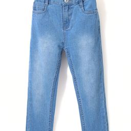Babyhug Cotton Lycra Full Length Stretchable Washed Denim Jeans   Fly With Zipper -  Light Blue-image-13