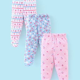 Babyhug Cotton Footed Bootie Leggings Floral Printed Pack of 3 - Multicolour-image-17