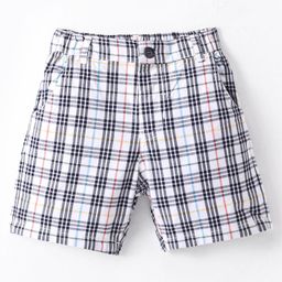 Simply Premium Cotton Above Knee Length Shorts - White Checks-image-36