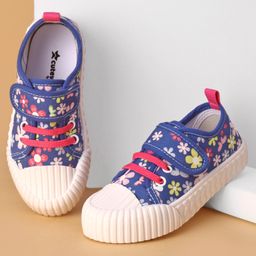 Cute Walk by Babyhug Velcro Closure Casual Shoes with Floral Print - Blue-picture-18