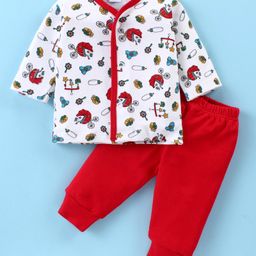 Ben Benny 100% Cotton Knit Full Sleeves Printed Night Suit - Red & White-picture-25