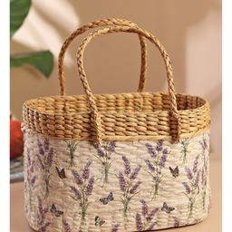 HABEREINDIA Oval Fruit Basket, Hamper Basket, Tiffin Basket, Tote Bag - Multicolor (L27 x W19 x H28 cm)-13