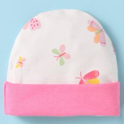 OHMS Interlock Knit Cap with Butterfly Print White - Diameter 10 cm-image-32