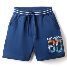 Babyhug Cotton Looper Knit Shorts with Beach Theme Embroidery - Navy Blue-image-70