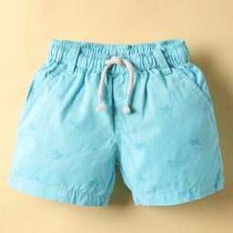 Simply Premium Twill Woven Knee Length Beach Theme Printed Shorts - Aqua Blue-image-47