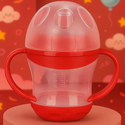 Badal Kidz Unbreakable Baby Spout Sippy Feeding Milk Juices Liquids Silicone Bottle Feeder BPA Free - 160 ml (Red)-28