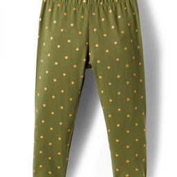 Babyhug Cotton Lycra Knit Full Length Leggings With Stretch & Polka Dots Print - Green-picture-41