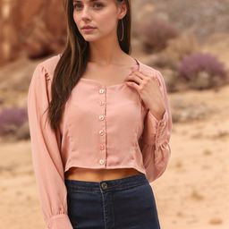 RARE Women Sweetheart Neck Victorian Georgette Crop Top-image-54