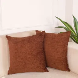 STITCHNEST Brown 2 Pieces Velvet Square Shaped Cushion Covers-image-77