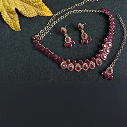 VATSALYA creation Maroon Color Artificial Stones Jewellery Set-58