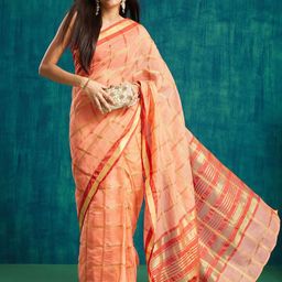 RACHNA Checked Zari Ready to Wear Kanjeevaram Saree-image-1
