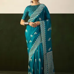 Mitera Ethnic Motifs Block Print Saree-26