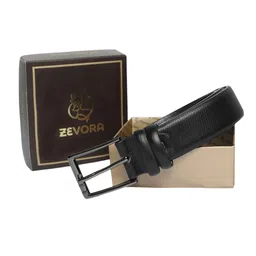 ZEVORA Men Black Textured Belt-picture-24