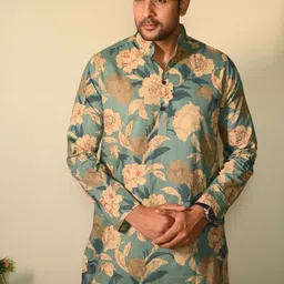 Style Matters Men Ethnic Motifs Printed Thread Work Indie Florals Kurta-picture-19