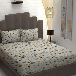 YaAkholic Grey Ethnic Motifs Microfiber 210TC Fitted Double Queen Bedsheet Set-1.98mx1.82m-image-104