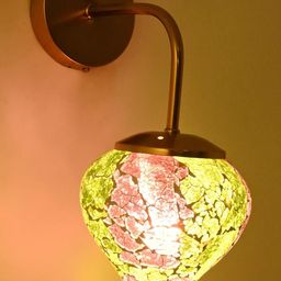 SOMIL Green & Pink Printed Glass Cylinder Shaped Wall Lamp-image-65