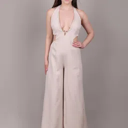 iki chic Women Halter Neck Sleeveless Basic Jumpsuit-image-92
