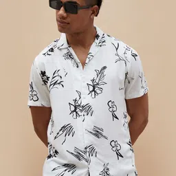 Fame Forever by Lifestyle Men Cuban Collar Floral Printed Casual Shirt-image-91
