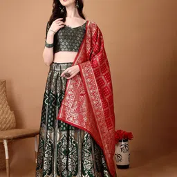 Aika Woven Design Jacquard Zari Ready To Wear Lehenga & Unstitched Blouse With Dupatta-image-15