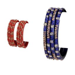 SOMIL Set Of 12 Turquoise Blue Alloy Artificial Stones & Beads Bangles-picture-21