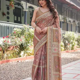 OCTICS Kalamkari Printed Pure Cotton Chanderi Saree-picture-44