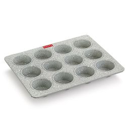 Hazel Aluminium Cupcake Muffin Mould Microwave Safe 12 Cups Non Stick Granite Finish Muffin Pan Chocolate Baking Tray for House & Bakery - Grey-21