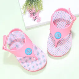 Babyoye Flip Flops Polka Dot Print Velcro Closure - Pink-picture-28