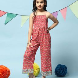 BIBA Sleeveless Paisley Printed Jumpsuit With Headband - Pink-picture-28
