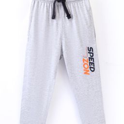 Doreme Single Jersey Full Length Lounge Pant Text Print- Grey-image-75