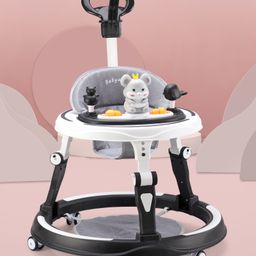 Baby Walker with Parental Handle and Toy Tray -Black-0
