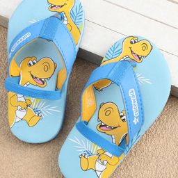 Cute Walk by Babyhug Flip Flops with Back Strap Dinosaur Print - Blue-image-35