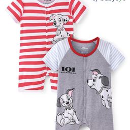 Babyoye Disney Interlock Knit Half Raglan Sleeves Rompers 101 Dalmatians Graphics Pack of 2 - Grey & Red-image-4