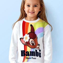 Babyhug Disney Terry Knit Full Drop Shoulder Sleeves Sweatshirt with Bambi Graphics - White-picture-9