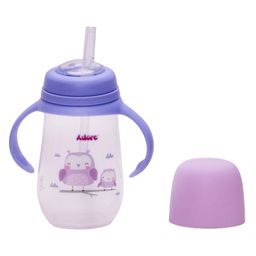 Adore Scotland Wide neck Soft Straw Sipper with Twin Handle-250ml- Purple Owl-10