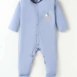 OHMS Single Jersey Knit Full Sleeves Sleep Suit with Penguin Print - Light Blue-picture-25