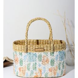 HABEREINDIA Oval Fruit Basket, Hamper Basket, Tiffin Basket, Tote Bag - Multicolor (L27 x W19 x H28 cm)-image-87