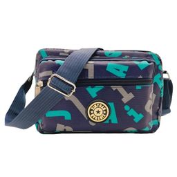 MOMISY Women Mobile Messenger cellphone Bag Ladies Nylon Shoulder Cross Body Long Strap for College, Outing, Travelling, Work (Medium, BlueLetter)-image-67
