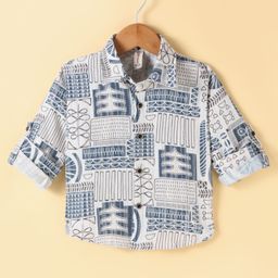 Dapper Dudes Full Sleeves Abstract Printed Shirt - Navy Blue-image-10