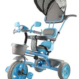 JoyRide Tiny Trekker Tricycle for Kids 1.5 to 5 Years with Reversible Seat,Parental  Push Handle, Foldable Canopy Storage Baskets |Plug & Play Trikes for Girls Boys Malachite Blue-7